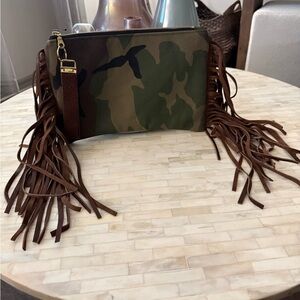 Fringe Camouflage Clutch Bag